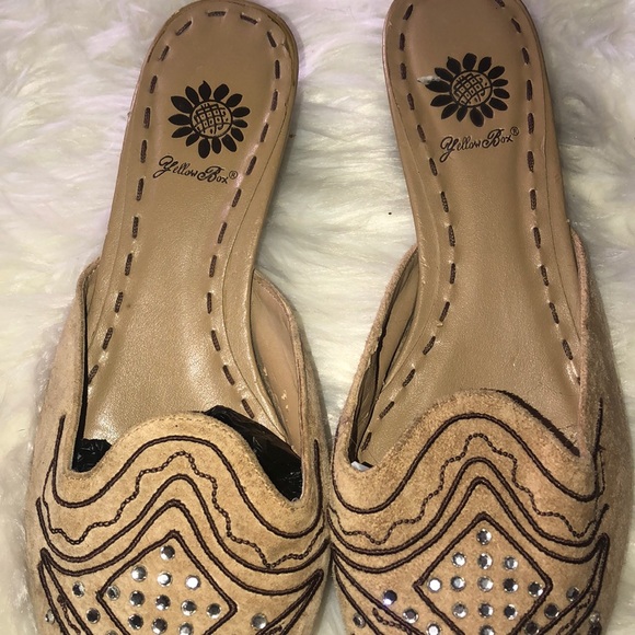Yellow Box Shoes Yellow Box Craze Embellished Tan Suede Mules Poshmark